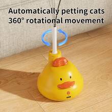 1pc Yellow Duck Smart Automatic Cat Teaser Toy With Bird Chirping Sound, 360° Rotating Interactive Pet Toy, USB Rechargeable 2-In-1 Replaceable Feather & Bird Accessories, High Elasticity Carbon Steel Rod, Detachable Washable Base, Indoor Kitten Self-Entertainment Exercise Toy - Yellow - View 10