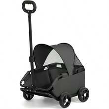 Mini Dog Stroller – Foldable Pet Carrier Cart With 360° Rotatable Handle, Extendable Pull Handle & Storage Bag Lightweight Trave - Black - View 2