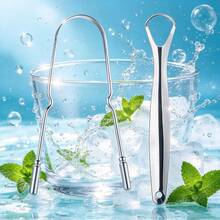 Bộ dụng cụ làm sạch lưỡi bằng thép không gỉ, dụng cụ cạo lưỡi cầm tay, dụng cụ vệ sinh lưỡi, có thể rửa sạch, tái sử dụng, dụng cụ chăm sóc răng miệng tại nhà - Nhiều màu - Xem 1
