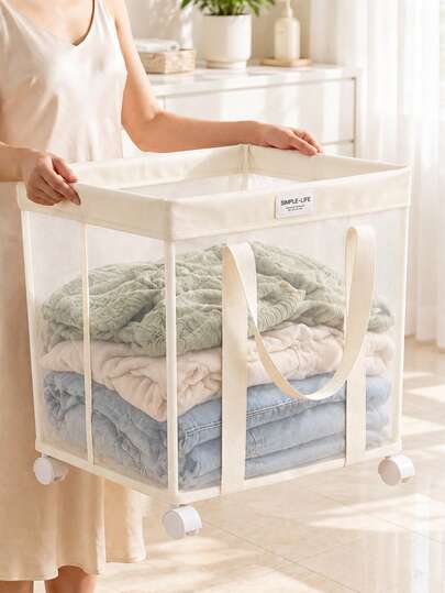 1pc Large Capacity Laundry Basket, Wall-Mounted Foldable Storage, Suitable For Laundry Room And Bathroom Organization, Ideal For Apartment, Home, Dorm, Bedroom And Travel, Bathroom Storage Essential, Home Decor, Perfect Housewarming, Christmas And Halloween Gift