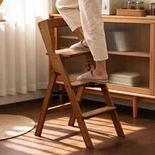 Bamboo 3-Step Stool, Hidden Pull-Out Steps, 2-In-1 Chair & Ladder, Foldable Storage, Anti-Slip Treads, Multi-Purpose Step Stool For Home - A - View 10