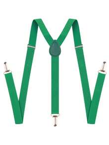 1pc Solid Color Men's Suspenders With 3 Strong Clips, Adjustable - Multicolor - View 18