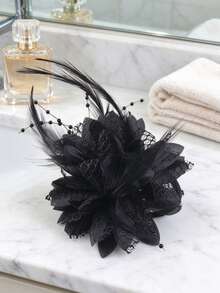 1pc Petal Feather Fashion High-End Hair Clip, Flower Hair Accessory, Versatile Hair Clip - Black - View 5