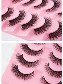 New 7 Pairs Soft Fluffy 3D Faux Mink False Eyelashes, Natural Handmade Dramatic Makeup Lashes, Thick Volume Style - View 3