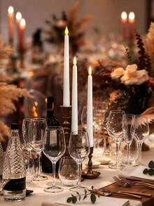 6/3/1pc White LED Flameless Taper Candles, 3D Wick Flickering Realistic Flame, Battery Operated Pointed Tea Candles, Suitable For Birthday, Wedding, Home Party Decoration, Flameless Window Sill Candles, Classic White Candles - Candle Lamp - View 4
