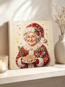 Handmade Pearl Painting Set With Frame, Santa Granny Pattern Design, Full Set Of Hand Tools, Wall Decoration, Christmas Gifts. - A - View 3