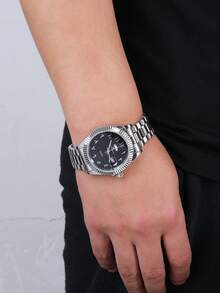 RICECGO 1pc Classic Men's Quartz Watch Suitable For Business Meetings, Gift, Includes Box! - Silver - View 8