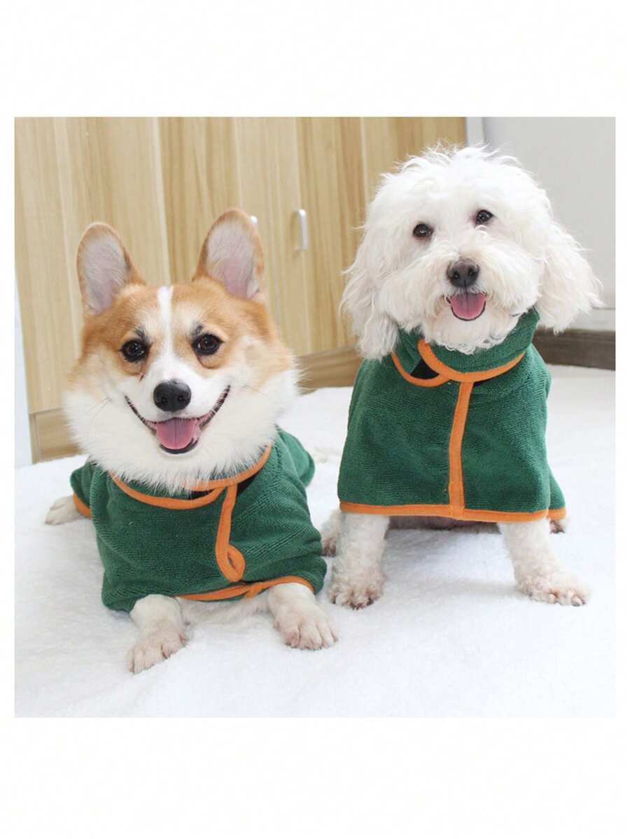 1pc Pet Absorbent Bathrobe, Dog & Cat Bath Towel, Pet Supplies, Adjustable Soft Bath Towel - Multicolor - View 1