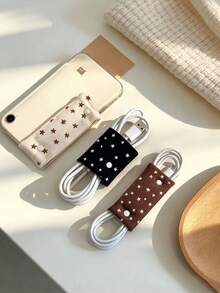 Korean Ins Style Star Fabric Data Cable Organizer Clip, Portable Charging Cable Winder, Earphone Cable Management Clip, Student Desk Cable Organizer, Best Friend Birthday Small Gift, Portable Storage Gift - Multicolor - View 8