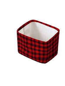 This Open-Style Santa Claus Storage Basket/Bin Features A Festive Red Plaid Design And Convenient Handles; Collapsible And Suitable For Storing Clothing, Accessories, And Cosmetics, It Is An Ideal Choice For Home Organization. - Multicolor - View 15