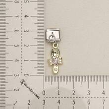 1pc Steel‑Tone Base Gold Dangle Italian Modular Bracelet Charm, Heart Star Bow Cross Cat Hand Pendant DIY Jewelry Accessory For 9mm Module Bracelet - Steel-colored Modular Heart Bow - View 17