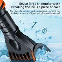 2 In 1 Detachable Telescopic Snow Brush & Ice Scraper, Rotatable Head Car Windshield Snow Remover Tool For Winter Auto Frost, Ice And Snow Clearing, Orange - A - View 2