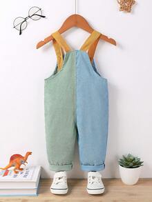 1pc Boys' Colorblock Corduroy Overalls, All-Match Versatile Casual Soft Jumpsuit, Suitable For Daily Wear, School, Commuting, Holiday Parties, Travel, Spring/Autumn/Winter Wear Or Layering - Multicolor - View 2