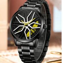 Jam Tangan dengan Tampilan Tema Hub Roda Dinamis, Cocok untuk Acara Santai dan Aktivitas Sehari-hari, Menciptakan Tampilan Aksesori Pergelangan Tangan yang Elegan - Kuning - View 7