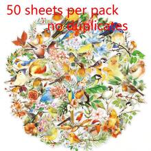 50pcs/Pack Forest Birds & Flowers PET Decorative Stickers, Self-Adhesive DIY Stickers, Suitable For Luggage, Laptop, Refrigerator, Phone Case, Water Bottle And Any Other Scenes - one-size - View 7