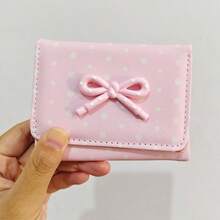 Cartoon Polka Dot Bow Short Wallet, Girls Highly Attractive Coin Purse, Korean Sweet Student Multi-Slot Card Holder, Multi-Function Coin Purse - Multicolor - View 7