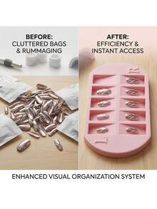 Wearable Nail Sorting Tray & Desktop Storage Box - Multi-Compartment Organizer For Nail Art Supplies And Nail Tip Tool Storage - A - View 2