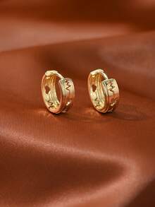 1 Pair Of ECG Heartbeat Lines, With Love Hollow Earrings, Sweet And Cool, Suitable For Ladies To Wear Every Day. - Yellow Gold - View 5