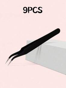 1/2/3/4/5/6/7/8/9/10pcs Black Minimalist Eyelash Tweezers, Straight And Angled Tip Design, Two Tip Options, Precision Crafted, Easily Meets Various Needs. Thickened Steel Material, High Hardness, Good Elasticity, Durable. Comes With Protective Cover - Black - View 15