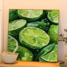 1PC New DIY 5D Round Acrylic Diamond Painting (Lime Theme), Mosaic Craft, Adds Artistic Atmosphere To Home Walls. Handmade Home Art Decor, Unframed - round diamond - View 5