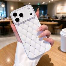 1pc Water Diamond Rhombus TPU Phone Case Compatible With IPhone Protective Shell/Cover - White - View 27