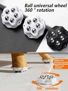 4pcs/1set Self-Adhesive Mini Swivel Caster Wheels, Multi-Directional Rotating Wheels, Universal Wheels, 360 Degree Rotation, Easy To Move Any Item! Stainless Steel Self-Adhesive Universal Caster Wheels With Ball Bearings, Suitable For Underbed Storage Boxes And Cabinets, - Multi-color - View 2