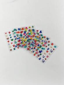 5pcs Embossed Cute Cartoon Monster Nail Stickers, 3D Colorful Funny Monster Self-Adhesive Nail Decals, Suitable For Theme Parties, Holiday Dress-Up, Nail Salon - Multicolor - View 6