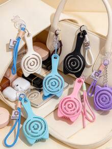 1pc Mini Portable Small Comb Cat-Shaped Ribs Comb Elastic Comb Strap Woven Lanyard Pendant, Easy To Store For Travel, Hair Straightening Comb Suitable For Gifts To Family And Friends - Multicolor - View 3