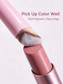2 buah/1 buah Kuas Rias Bibir, Kuas Blending Bulu Lembut, Desain Miring Segitiga Profesional, Cocok Untuk Kosmetik Cair Dan Krim, Alat Rias Penting Untuk Wanita - Berwarna merah muda - View 5