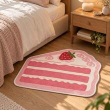 2D Flat Pink Strawberry Cake Pattern Decorative Rug, Bedroom Decor, Small Rug, Carpet, Home Decor, Living Room Rug, Bedroom Rug, Outdoor Rug, Washable Rug, Short Pile Rug, Cutting Error 1-5 Cm - Multicolor - View 5