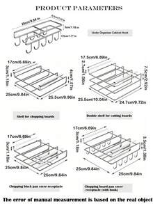 1pc Kitchen Cabinet Organizer Rack, Pot Lid & Cutting Board Holder, Cabinet Shelf Hanging Rack, Office Desk Multi-Functional Storage Rack, Kitchen Storage Organizer, Great Christmas Gift, Christmas, Halloween, Storage Hanging Rack, Suitable For Kitchen, Sideboard, Living Room, Study Office Storage - White - View 6