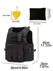 Outdoor Tactical Vest - Multi-Functional Protective Tactical Vest, Oxford Fabric With MOLLE System, Adjustable Shoulder Straps And Waistband, Breathable Mesh Back, Quick Release Buckle, Bulletproof Plate Design And Multiple Practical Pockets; Lightweight With Reflective Ribbon Pendant, Bicycle Reflective Pendant, Heart-Shaped Safety Pendant, Black Small Bag, Chest Rig Suitable For Hiking, Climbing, Soft Air, Paintball, Military Training, Security And Search And Rescue; Unisex, Valentine's Day Gift - Multicolor - View 11