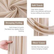 1 Pc Champagne Shiny Chiffon Swag For Party Decorations, Birthday Decorations, Wedding Arch Decorations, Tablecloth Table Runner Decorations, Sheer Backdrop Curtain For Reception, Wedding Decoration Fabric, (75x600cm/300*75cm/180*30cm) - View 3