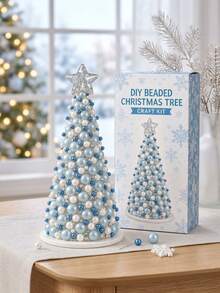 1 Set DIY Beaded Christmas Tree Craft Kit, 5 Style Options, Christmas Home Decor, Handmade Tabletop Centerpiece For Desk, Shelf & Mantel Display, Creative Seasonal Craft Project, Festive Party Decoration & Holiday Gift For Craft Lovers - Pearl Christmas Tree - View 8