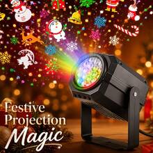 Square USB LED Christmas Projection Light Featuring Various Holiday Patterns-Such As Snowmen And Christmas Trees-To Suit Diverse Needs; It Effortlessly Creates A Festive Atmosphere And Is Ideal For Christmas Lighting Setups. - USB Square Christmas Spotlight - View 8