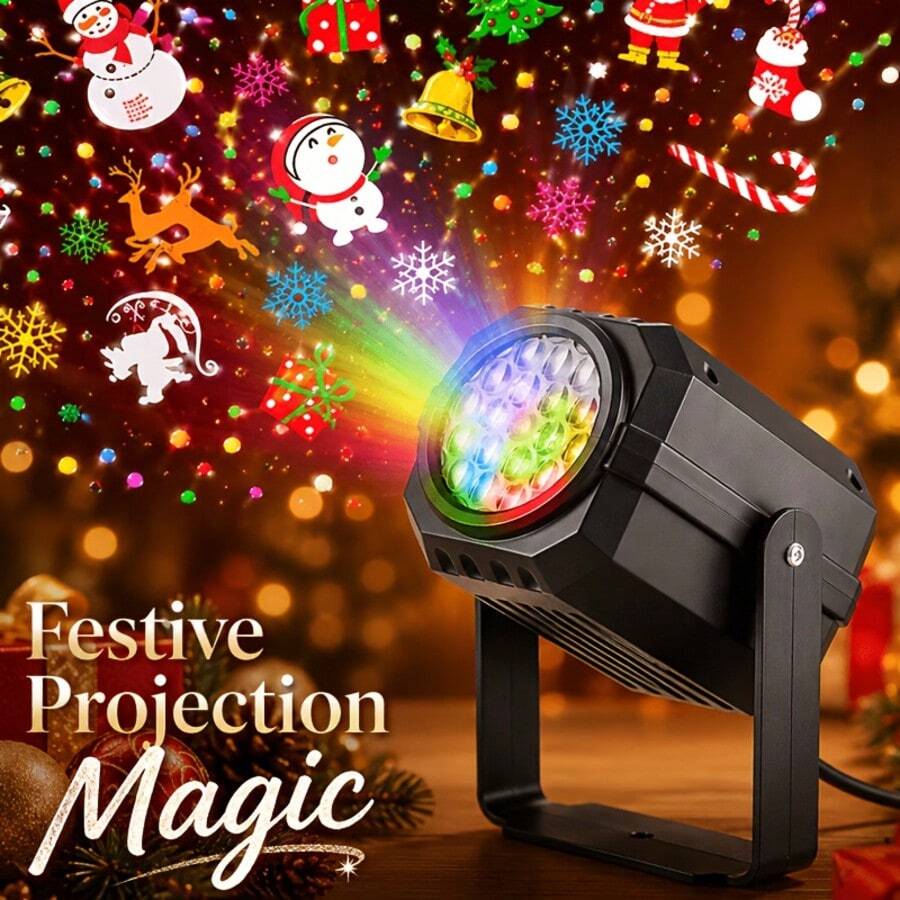 Square USB LED Christmas Projection Light, With Snowman, Christmas Tree And Other Holiday Patterns, Meets Diverse Needs, Easily Creates Holiday Atmosphere, Perfect For Christmas Lighting Decoration, Christmas Decor