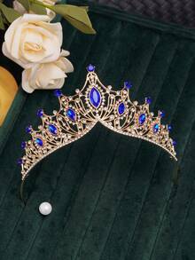 1PC Multi-Color Vintage Luxury Rhinestone Princess Crown, Bridal Wedding Party Birthday Evening Gala Annual Meeting Ball Show Dress Hair Accessory - Multicolor - View 13