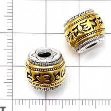 2pcs Om Mani Mantra Spacer Beads, Dual-Color Alloy Six-Word Mantra Barrel Beads, Enamel Finish, Suitable For Prayer Beads Bracelet DIY Jewelry Making Accessories - Multicolor - View 18