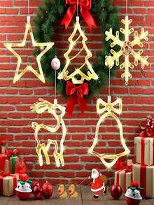 1pc Christmas Suction Cup Light, LED Christmas Hanging Light, Suction Cup Bell, Christmas Tree, Snowflake, Santa Claus, Reindeer Lantern, Suitable For Christmas Decoration, Home Decor, Party Decoration, Window Decoration And Room Decoration - Warm Light - View 4