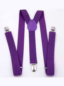 1pc Solid Color Men's Suspenders With 3 Strong Clips, Adjustable - Multicolor - View 16