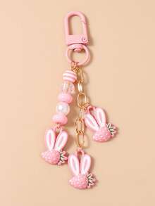 1pc Fruit Animal Keychain, Strawberry Pineapple Rabbit Keyring, Girls Bag Charm - Multicolor - View 3