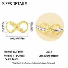 1pc Beaded Jewelry, Original Bracelet Necklace DIY Pendant Chain Accessories, Featuring Castle, Musical Note, Maple Leaf, Infinity Symbol Shapes, Inlaid With Sparkling Zirconia, Exquisite 3D Carving, Versatile Handmade Accessories, Suitable For DIY Jewelry And Gifts - Gold - View 3