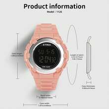 Luxury Brand Women's Outdoor Sports Watch LED Digital Clock Multi Functional Fashion Leisure Women's Watch Electronic Quartz Dual Display Watch - Pink - View 6
