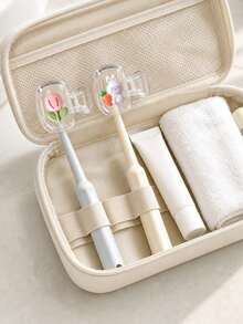 Cute Cartoon Rabbit And Flower Pattern Toothbrush Covers, Rabbit Themed Toothbrush Head Protector, With Ventilation Holes, Keeps Toothbrush Head Clean And Dry, Compact And Portable, Essential For Home, Dorm, Vacation Travel, Suitable For Birthday, Back To School, Business Trip, Party, Back To School Occasions, Perfect Easter, Birthday, Christmas, Valentine's Day, New Year, Wedding Gift. - Multicolor - View 7
