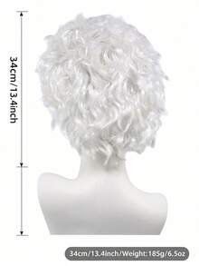 1pc White Fluffy Voluminous Short Curly Wig, Heat Resistant Fiber High Wizard Costume Hair, Medieval Castle Party & Stage Show, Easy To Wear, Create Cold Dignified Mysterious White Wizard Look - View 8