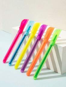 6pcs/Pack Fluorescent Markers, 6 Colors, Colorful Highlighters, Large Capacity Pens, Key Point Marking - Sets - View 5