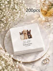Personalized Pet Cocktail Napkins Custom Paper Napkins Beverage Dessert Napkins Wedding Anniversary Engagement Party Dog Cat Wedding Napkins - Multicolor - View 13