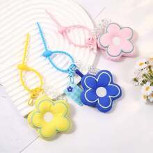 1Pc Cute Y2K Padded Flower Keychain, Aesthetic Colorful Acrylic Chain Pendant, Kawaii Coquette Keyring For Women Girls - Multicolor - View 3