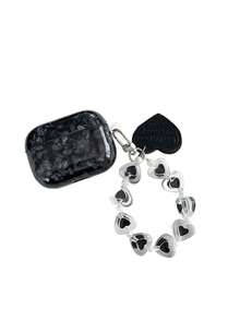 1Pc Customizable Text, Black Shell Pattern - Earphone Protection Case With A Heart Pendant, Compatible With Apple 1, 2, 3, 4, 5, Pro1, Pro2, Pro3 - Multicolor - View 6