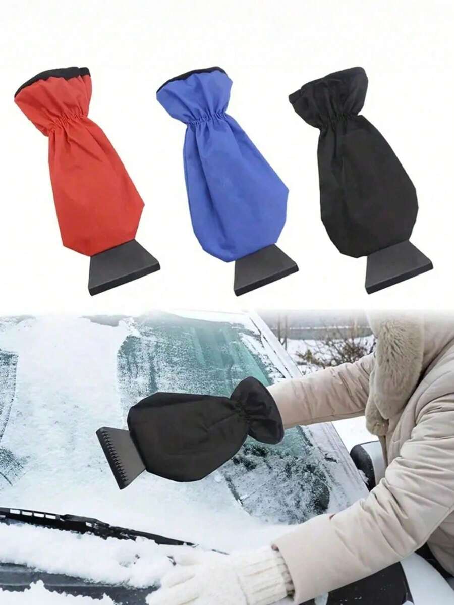全方位汽車除冰刮雪刷套組附保暖手套，重型冬季除雪工具，擋風玻璃刮水刷與雪鏟配件，不留痕跡除冰，單手操作（黑色/紅色/藍色）
